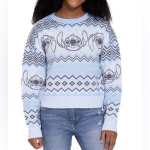 Kids Sz M 7/8‎ Disney Stitch Sweater Blue Crewneck
